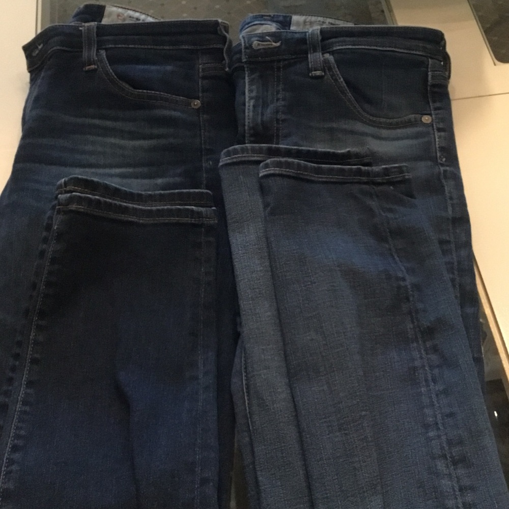Bundle of AG Adriano Goldschmied Women's Skinny Jeans in Dark and Light Blue